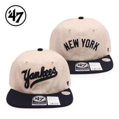 ’47【フォーティーセブン】Yankees Cooperstown Fieldstone ’47 CAPTAIN RL Sandstone×Navy ミニロゴ キャップ ニューヨーク・ヤンキース スナップバック 帽子