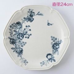 ローズ柄　大皿　24cm　パスタ　ワンプレート　ディナー　日本製　美濃焼