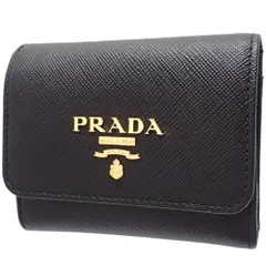 PRADA(プラダ) サフィアーノマルチカラー財布 コンパクト財布 3つ折り ウォレット 小物 ブラック黒 ピンク桃 ゴールド金具 1MH043_ZLP_F061H(2024年3月現在現行品) レディース 40803001457【中古】【アラモード】