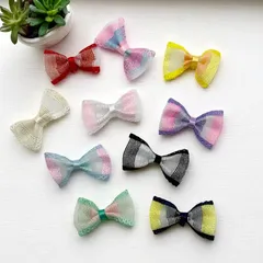 リボン カラフル ミニ カラーランダム 10個セット ラメ入り オーガンジー風 手芸材料 デコパーツ pt-2820