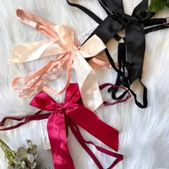 レディース オープンショーツ 3枚セット セクシーランジェリー 下着 Tバック パール リボン サテン生地 穴開き