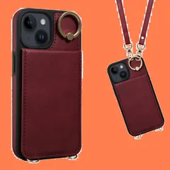 【在庫処分】Shlybaay 対応 iPhone 15 ケース 背面 手帳型 カードケース iPhone15 用 手帳型ケース 背面ケース ショルダー ストラップ PUレザー 肩掛け カード収納 斜め掛け スタンド いphone 15 アイホン あいほん 15