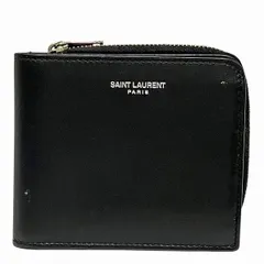 サンローラン　ブラック　レザー　L字ファスナー　二つ折り財布　メンズ