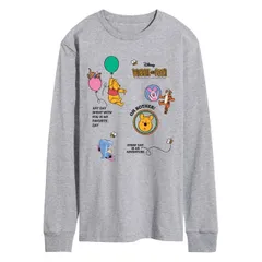 【送料無料】 ディズニー メンズ Tシャツ トップス Disney's Winnie The Pooh Men's Collage Long Sleeve Graphic Tee Athletic Heather