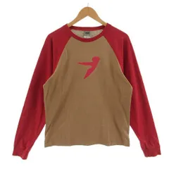 フィフティーファイブディーエスエル 55DSL Tシャツ 長袖 ロンT ラグランスリーブ ロゴプリント コットン 配色 ブラウン 茶 レッド 赤 Lのサムネイル