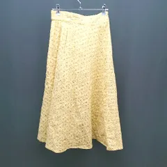 ◇ Te chichi テチチ サイドファスナー 総レース 裏地付き ロング フレア スカート サイズM マスタード レディース E  【1309250043553】