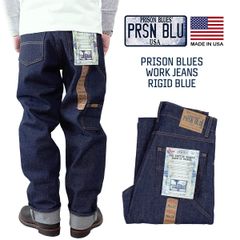 プリズンブルース PRISON BLUES ワークジーンズ リジッドブルー アメリカ製 米国製 デニム メンズ ペインターパンツ MADE IN USA ジップフライ 綿 コットン100％ 14.75オンス サイズ28-42 レングス32