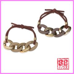 【 2色セット まとめ売り ★】 ゴールド カラー チェーン ダブル くすみ レトロ ゴム ヘアゴム シンプル ヘア アクセサリー ヘアアクセサリー コンサバ おしゃれ 大人 ペア お揃い シェア 秋 冬 HA020 韓国