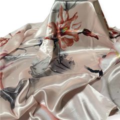 【訳あり】シルクスカーフ 花柄 ピンク