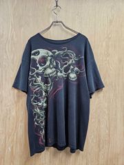 【US古着】Sukll Graphic T-shirt | ドクロ スカル グラフィック プリント パンク ロック 半袖 Tシャツ ブラック ビックサイズ