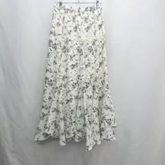◇ ⊂ mysty woman ミスティ ウーマン 花柄 ロング フレア スカート サイズF アイボリー ブラック レディース E  【1502030034370】