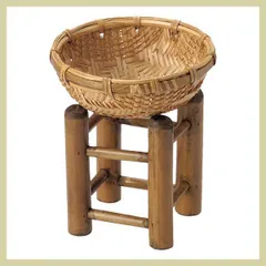 『竹』土台付き丸タイプ小物入れ「15×5cm」（Ｂ）（お届け先：日本国内／沖縄県・離島除く）　※アジアン雑貨,リーズナブル,和室,かご,ディスプレイ,陳列,竹製,激安,業務用,店舗,トレー,トレイ,まとめ買い,セット割引,ナチュラル,天然素材