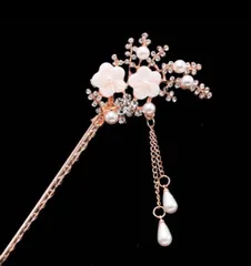 かんざし 髪飾り 一本挿し 花×パール 結婚式 和装 浴衣 着物 ラインストーン