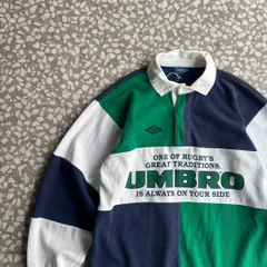 UMBRO / crazy patterns polo【クレイジーパターン、センターロゴ】UMBROラガーシャツポロ古着常田大樹M　でかろご　ユニセックス　刺繍　ポロシャツ ストリート