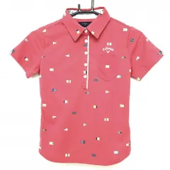 ★SALE価格★【超美品】キャロウェイ 半袖ポロシャツ ピンクレッド×マルチカラー 総柄 国旗 レディース S ゴルフウェア Callaway