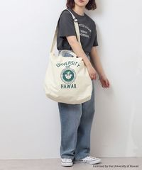 HAWAII ハワイ 2WAY SHOULDER BAG ショルダーバッグ トートバッグ 肩掛け 2バッグ キャンバスバッグ メンズ レディース カレッジ ロゴ アメカジ スポーツ アイビー リーグ ブランド マザーズバック
