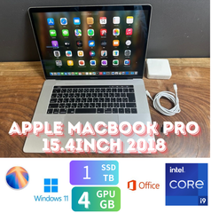 「最上位美品」Apple MacBook Pro Retina 15.4inch 2018/CPUi9 2.9GHZ/32GB/SSD1TB/GPU4GB/ Office2024/Windows11/CJ304