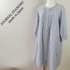 日本製ジャーナルスタンダードリネンブレンド七分袖ワンピースストライプM相当