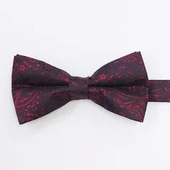 蝶ネクタイ　ペイズリー　ブラック　レッド　結婚式　新郎新婦　タキシード