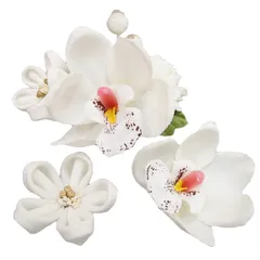 髪飾り 成人式 振袖 袴 ３点セット 白 胡蝶蘭 大人 浴衣 かんざし 簪 卒業式 フォーマル 結婚式 花飾り つまみ細工 ちりめん ブライダル W 髪飾り 303-212 白 d749　WSi