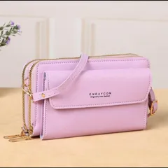 パープル ショルダーバッグ スマホショルダー 財布 長財布 財布一体型 大容量