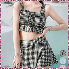 送料無料 盛れる水着レディースビスチェビキニセット ハイウエストビキニ 大人可愛い セパレート水着 ギンガムチェック フリル水着 レースアップ ガーリー リゾート水着セット 露出控えめ水着人気 海水浴ビスチェ水着 韓国風 ビーチ水着