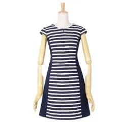 美品 アルマーニ エクスチェンジ ARMANI EXCHANGE ワンピース ノースリーブ ボーダー コットン トップス レディース 0(S相当) ネイビー/ホワイトのサムネイル