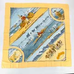 美品 HERMES エルメス カレ90 1982年 GRONLAND グリーンランド エスキモー 犬ぞり シルクスカーフ