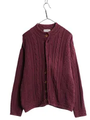 【お得なクーポン配布中!】 80s USA製 エルエルビーン コットン ケーブル ニット カーディガン レディース XL ヴィンテージ LLビーン 羽織り 前開き 無地 モックネック