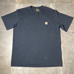 Carhartt  Tシャツ  XL size  ネイビー    カーハート  半袖  ロゴ  刺繍  古着