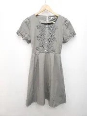 ◇ tocco closet トッコ クローゼット 装飾パール 花柄 半袖 ミニ ワンピース サイズM グレー レディース P  【1404040004056】
