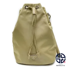 PRADA プラダ ベージュ系 トライアングルロゴ Re-Nylon 巾着 ポーチ ハンドストラップ付き バッグ 鞄 カバン ポーチ