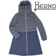 新品ヘルノHERNOウール切り替えダウンコートジャケット濃紺#40