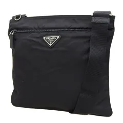 PRADA(プラダ) ロゴプレート スクエア ショルダーバッグ 肩掛け 斜め掛け ナイロン ブラック黒 シルバー金具 ユニセックス 40802079196【中古】【アラモード】