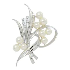 k14ミキモトブローチ  近日購入者いない場合削除予定！ K14 陽刻 ミキモト ブローチ K.mikimoto パール 彫金 14K