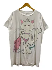 US古着 半袖Ｔシャツ 猫 プリント USA製 ONE SIZE ホワイト メンズ/078