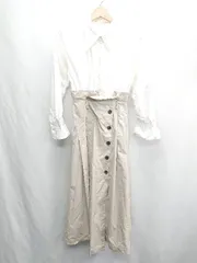 ◇ ⊂ Lily Brown シャツドッキング ウエストベルト 長袖 ロング ワンピース サイズ0 ベージュ系 レディース E  【1412260007214】