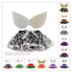 スカート ハロウィン 衣装 女の子 チュールスカート 魔女 子供 コスプレ キッズ ワンピース コスチューム 魔法 翼 羽 頭飾り カボチャ コウモリ 演出服 仮装673