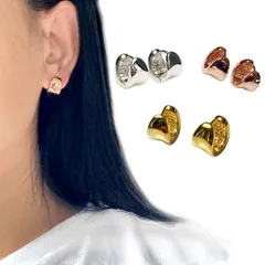 P11 上品 広幅 シンプル フープピアス ワンタッチ 金属アレルギー対応