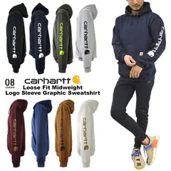 carhartt カーハート スリーブロゴスウェットパーカー トレーナー プルオーバー USモデル アメカジ フーディ 裏起毛 SLEEVE LOGO HOODED ユニセックス 男女兼用 Deep Ocean Heather/Citrus ダークブルー系