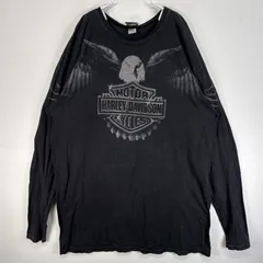 古着 00’s/00年代 ハーレーダビッドソン HARLEY DAVIDSON 長袖Tシャツ 大きいサイズ 両面プリント USA製 2XL  ブラック メンズ
