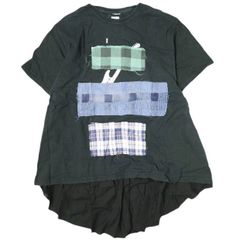 yuumi ARIA ユウミアリア 日本製 パッチワークリメイクTシャツワンピース 16SS-AR001 Free ブラック 再構築 ドッキング トップス g19910