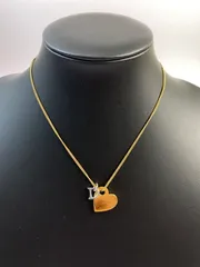 【中古品】Christian Dior クリスチャンディオール Dロゴ チャーム付き ＆ ハートネックレス アクセサリー レディース  【182-250918-em-04-min】