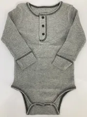 ベビー　ワッフルボディスーツ　グレー