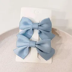 【新着商品】クリップ ヘアアクセサリー 2個入り かわいい ヘアピン本 エレガント リボン 親子セット 小さめ かみアクセサリー 髪飾り 全年使用 蝶結び 入学式/デート/結婚式/卒業式 ISHR (スカイブルー)