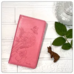 スマホケース iPhoneケース 手帳型 手帳ケース アンドロイド 全機種対応 携帯ケース 花柄 花 蝶 バタフライ ピンク