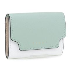 ★【MARNI / マルニ】コインケース SAFFIANO ブルーグリーン×ホワイト×ライトベージュ(PFMO0072U1 LV520 Z120N TEAGREEN/LIMESTONE/LIGHTCAMEL) 23SS [新品] [訳あり]