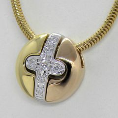 ミキモト ネックレス ダイヤモンド クロス K18YG PG WG MIKIMOTO スリーカラー トリカラー ブランド ジュエリー【中古】