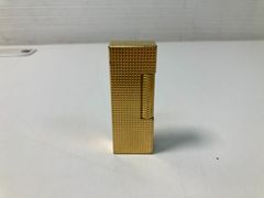 【8】Dunhill ダンヒル スクエア ブロックチェック柄 ローラー式 ライター ゴールドカラー スイス製 中古現状品