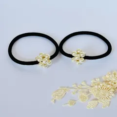 ビーズボールヘアゴム　2個セット⑥